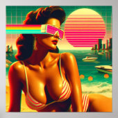 Retrowave 80er Woman Poster (Vorne)