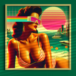Retrowave 80er Woman Poster