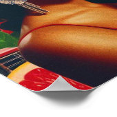 Retrowave Action Woman Poster (Ecke)