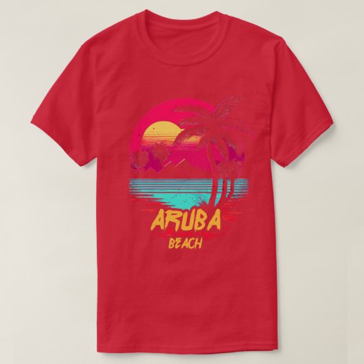 Retrowave Beach Aruba Beach T-Shirt (Design vorne)