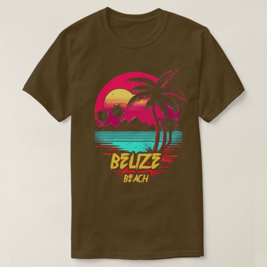 Retrowave Beach Belize Beach T-Shirt (Design vorne)