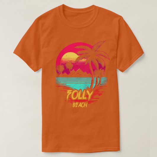 Retrowave Beach Folklostrand T-Shirt (Design vorne)