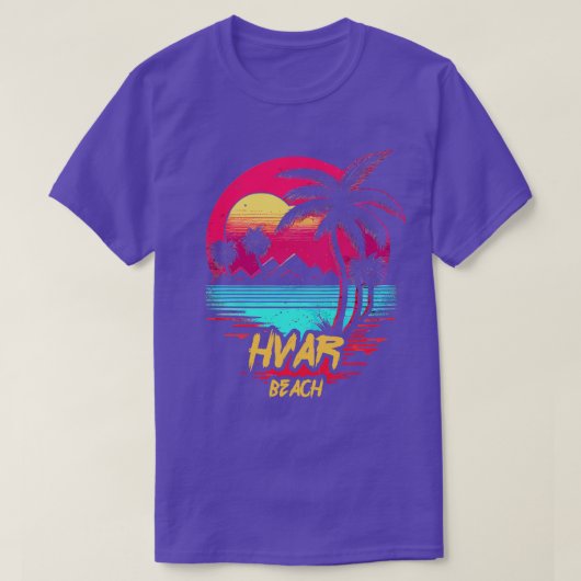 Retrowave Beach Hvar Beach T-Shirt (Design vorne)