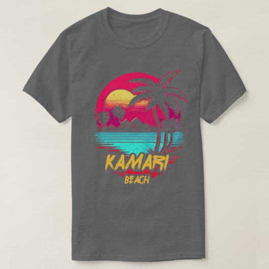 Retrowave Beach Kamari Beach T-Shirt (Design vorne)
