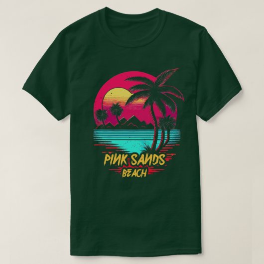 Retrowave Beach Pink Sands Beach T-Shirt (Design vorne)