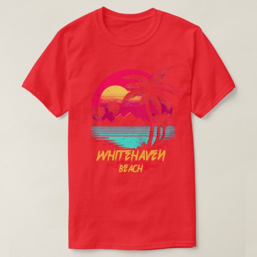 Retrowave Beach Whitehaven Beach T-Shirt (Design vorne)