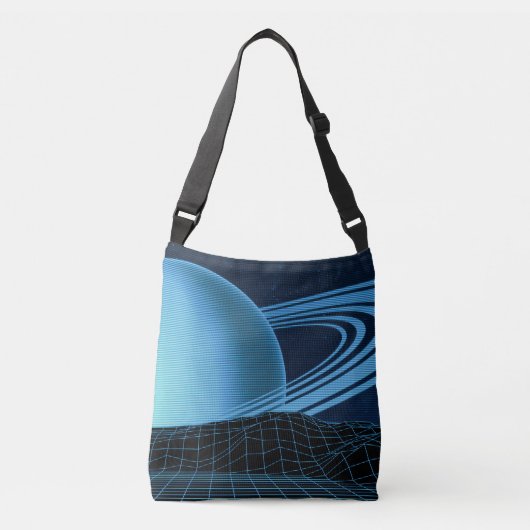 Retrowave Blue Crossbody Bag Tragetaschen Mit Langen Trägern (Vorderseite)
