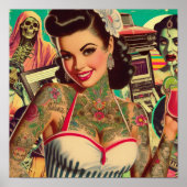 Retrowave-Button-Up-Collage Poster (Vorne)