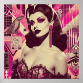 Retrowave-Button-Up-Collage Poster (Vorne)