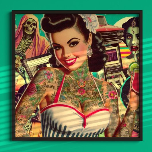 Retrowave-Button-Up-Collage Poster
