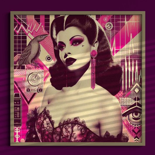 Retrowave-Button-Up-Collage Poster