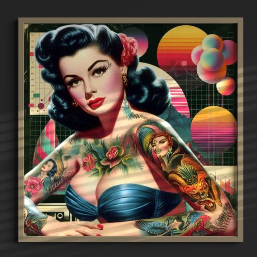 Retrowave-Button-up der 1980er Jahre Poster