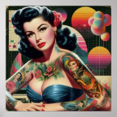 Retrowave-Button-up der 1980er Jahre Poster (Vorne)