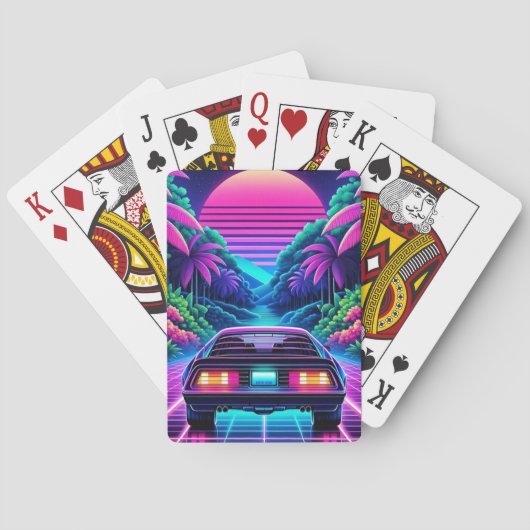 Retrowave Car Spielkarten (Rückseite)
