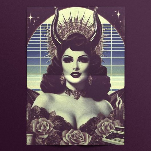 Retrowave Devilish Woman Seidenpapier