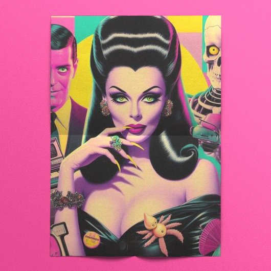 Retrowave Goth Woman Collage Seidenpapier