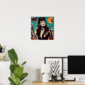 Retrowave Goth Woman Poster (Heimbüro)