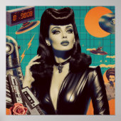 Retrowave Goth Woman Poster (Vorne)