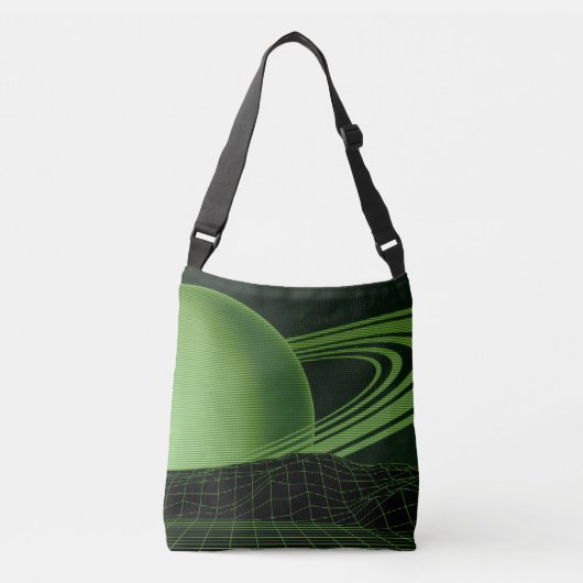 Retrowave Green Crossbody Bag Tragetaschen Mit Langen Trägern (Vorderseite)