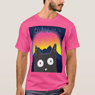 Retrowave Kawaii Cat Japanese Indie Ästhetik T-Shirt