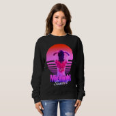 Retrowave Midnight Sunset Girl In The Sea Sweatshirt (Vorne ganz)