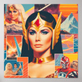 Retrowave Sci-Fi Kriegerfrauen Poster (Vorne)