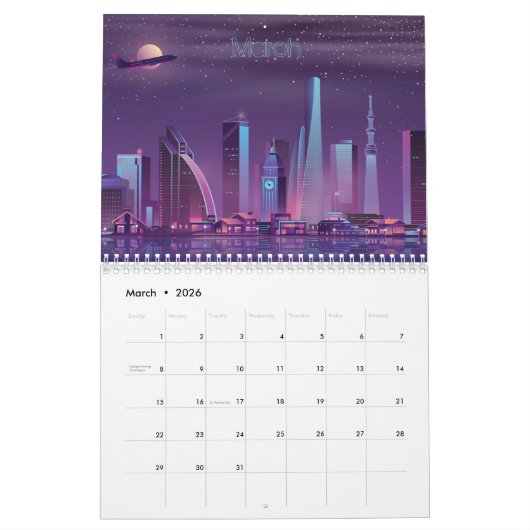 Retrowave Synthwave Cityscapes bis Night 2022 Kalender (Mär 2026)