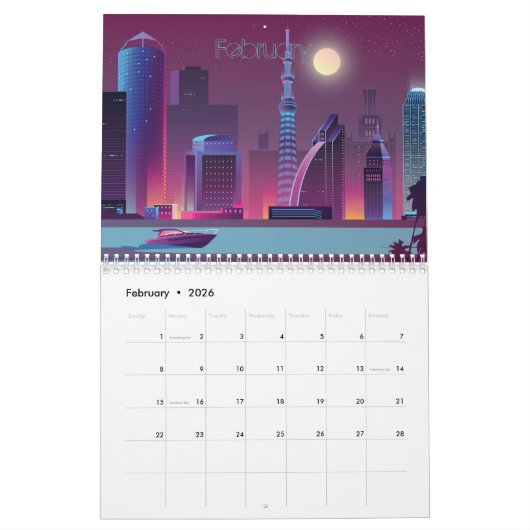 Retrowave Synthwave Cityscapes bis Night 2022 Kalender (Feb 2026)