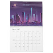 Retrowave Synthwave Cityscapes bis Night 2022 Kalender (Mär 2027)
