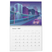 Retrowave Synthwave Cityscapes bis Night 2022 Kalender (Jan 2027)