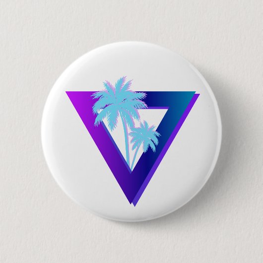 RETROWAVE SYNTHWAVE PALM BÄUME TRIANGLE BUTTON (Vorderseite)
