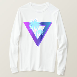 RETROWAVE SYNTHWAVE PALM BÄUME TRIANGLE LONGSLEEVE T-Shirt
