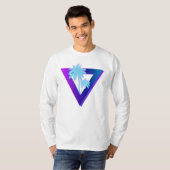 RETROWAVE SYNTHWAVE PALM BÄUME TRIANGLE LONGSLEEVE T-Shirt (Vorne ganz)