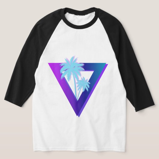 RETROWAVE SYNTHWAVE PALM BÄUME TRIANGLE RAGLAN T-Shirt (Ablage )