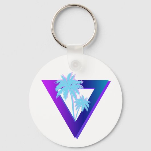 RETROWAVE SYNTHWAVE PALM BÄUME TRIANGLE SCHLÜSSELA SCHLÜSSELANHÄNGER (Vorderseite)