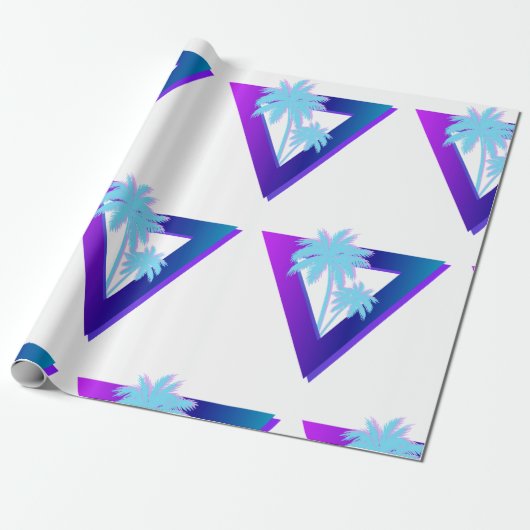 RETROWAVE SYNTHWAVE PALM BÄUME WRAPPING PAPIER GESCHENKPAPIER (Ungerollt)