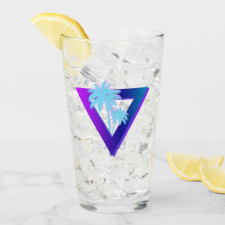 RETROWAVE SYNTHWAVE PALM TREES GLASS-DREIECK GLAS