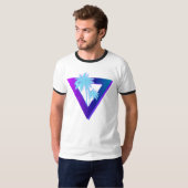 RETROWAVE SYNTHWAVE PALM TREPPEN TRIANGLE RINGER T-Shirt (Vorne ganz)