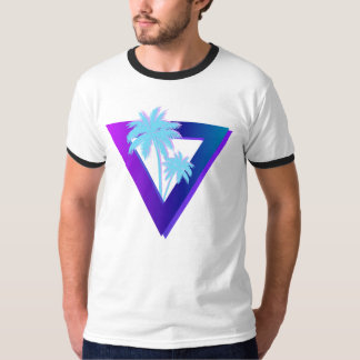 RETROWAVE SYNTHWAVE PALM TREPPEN TRIANGLE RINGER T-Shirt