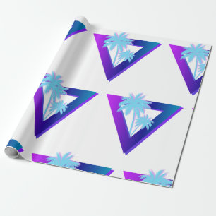 RETROWAVE SYNTHWAVE PALMEN EINWICKELPAPIER GESCHENKPAPIER