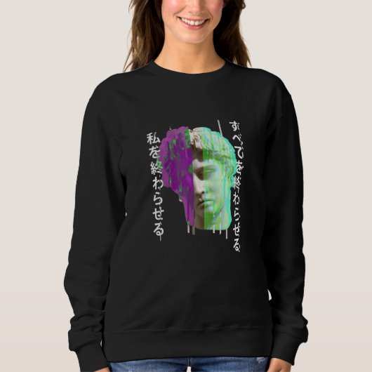 Retrowave-Synthwave-Vaporwave-Glitch-Glitch-Statue Sweatshirt (Vorderseite)