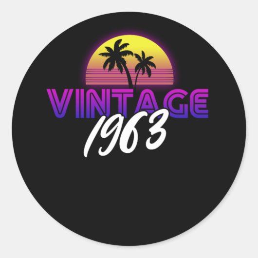Retrowave Vintag 1963 Geburtstagsgeschenkidee Runder Aufkleber (Vorderseite)
