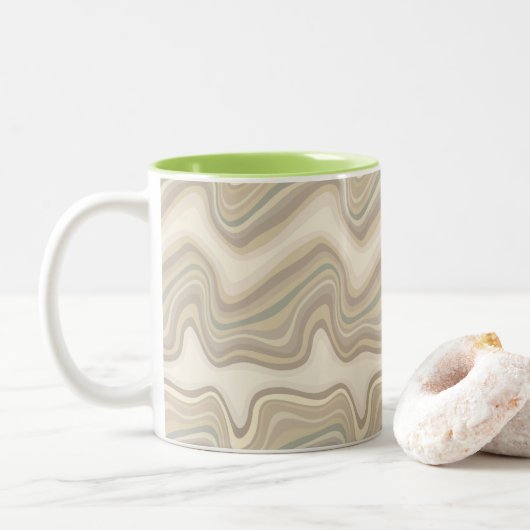 Retrowelle-neutral Zweifarbige Tasse (Mit Donut)