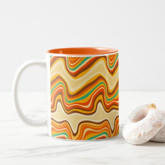 Retrowelle warm zweifarbige tasse (Mit Donut)
