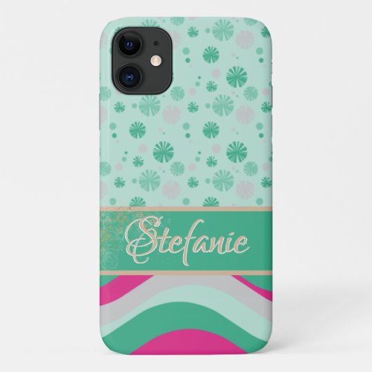 Retrowellen und Blume Case-Mate iPhone Hülle (Rückseite)