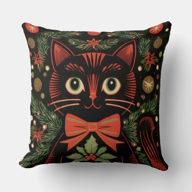 RetroXmasCat  Kissen (Vorderseite)