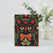 RetroXmasCat Postkarte (Stehend Vorderseite)