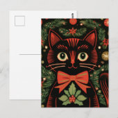 RetroXmasCat Postkarte (Vorne/Hinten)