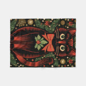 RetroXmasKatze Fleecedecke (Vorderseite (Horizontal))