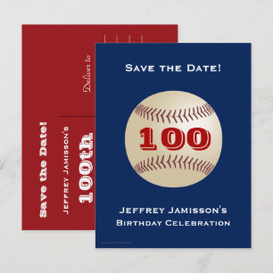 Rett 100. Geburtstagsparty Einladung Baseball